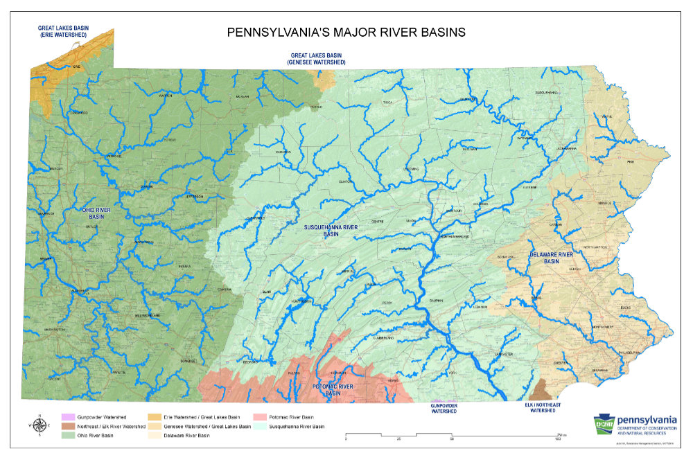 Map of Pennsylvania's major river basins